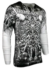 Xtreme Couture by Affliction Men’s Thermal Shirt CATACOMBS Skull Biker White