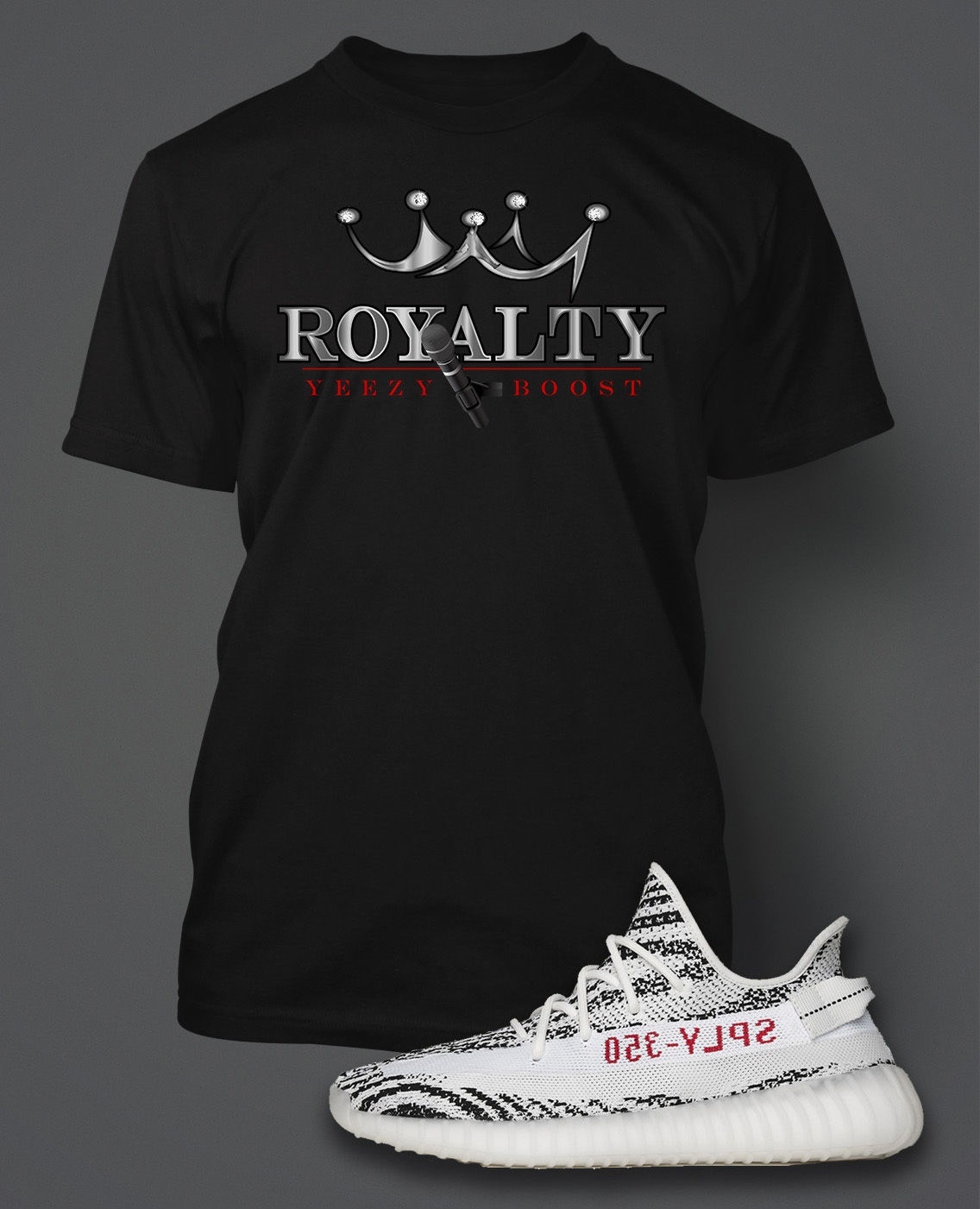 Royalty Tee Shirt to Match Yeezy Boost Shoe Graphic Pro Club Black Short Sleeve