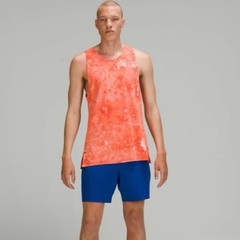 Lululemon Always Agile Spray Dye Orange Tie Fye Tank Mens Size XXL Workout Tank
