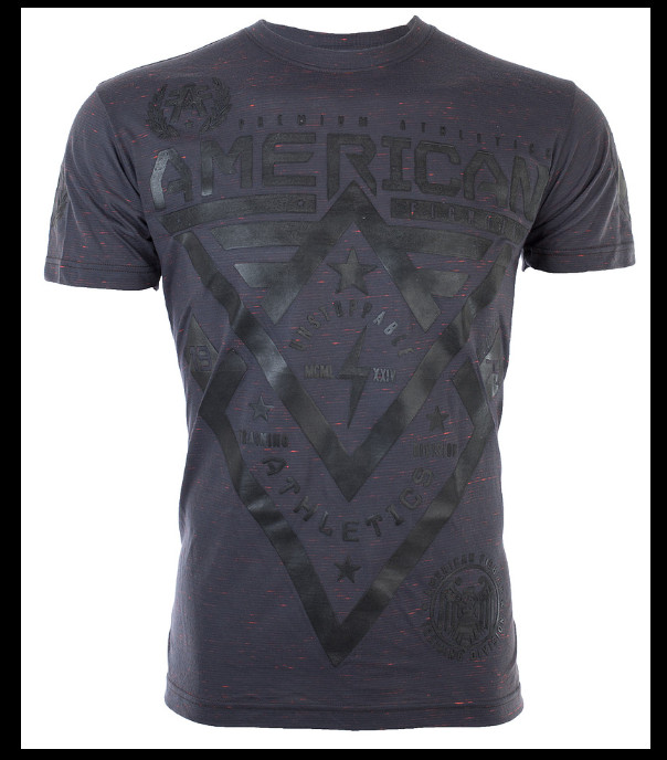 AMERICAN FIGHTER Dark Charcoal Grey Black ALASKA Athletic Graphic T-shirt NWT gallery