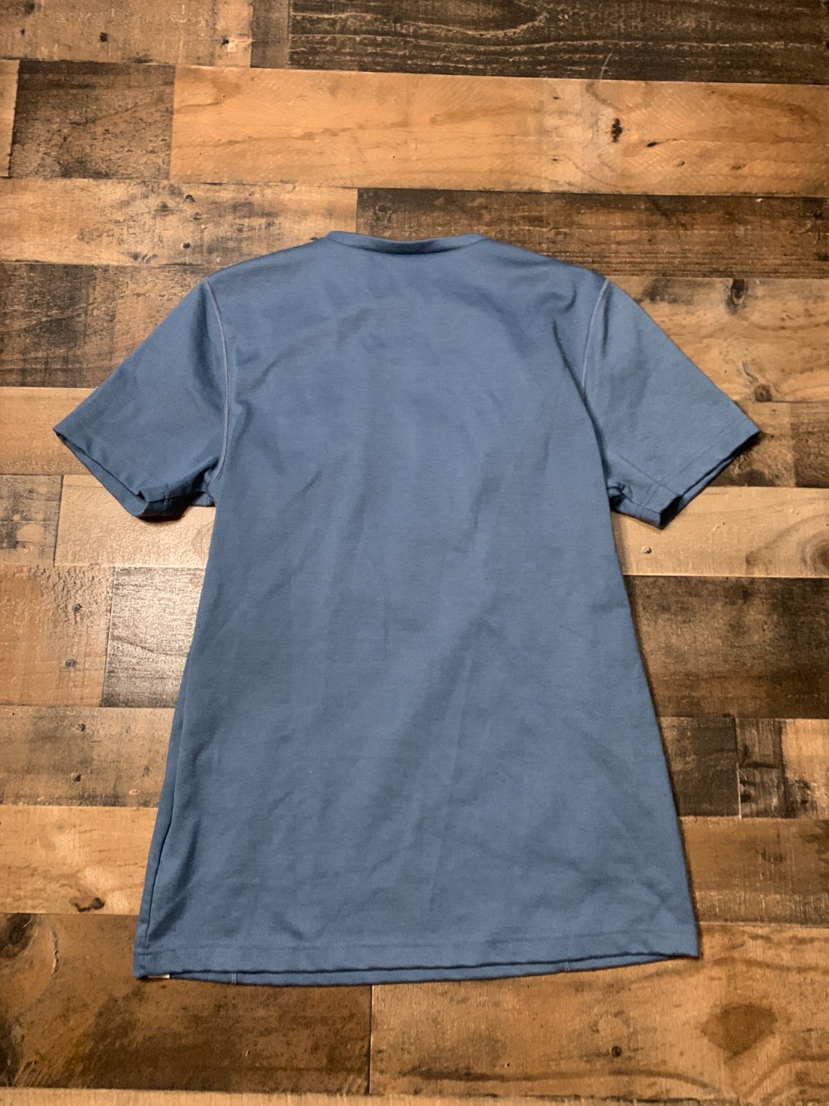 Lalabu Dad Shirt Mens Medium Blue V Neck Kangaroo Pouch Baby Carrying Stretch gallery