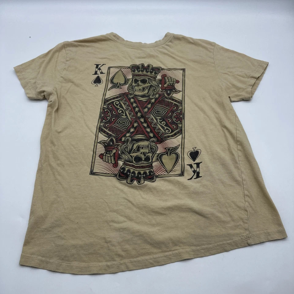 Brooklyn Vertical T-Shirt Graphic Print Skull King Tan Mens M * Actual Size SM *
