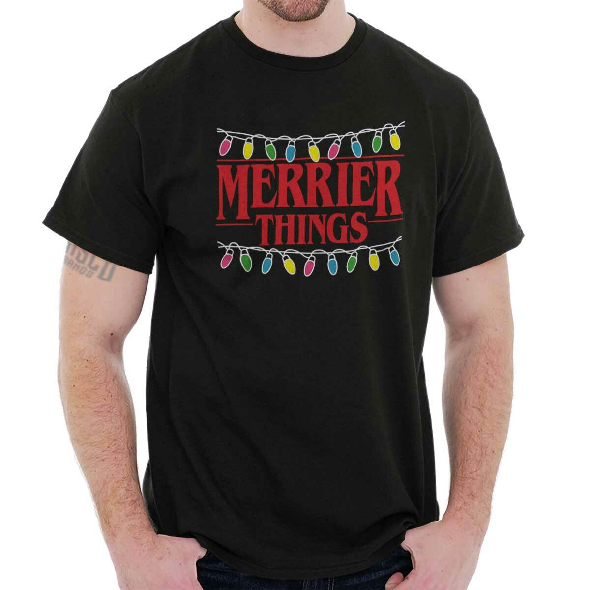 Merrier Things Stranger Christmas Holiday Adult Short Sleeve Crewneck Tee gallery