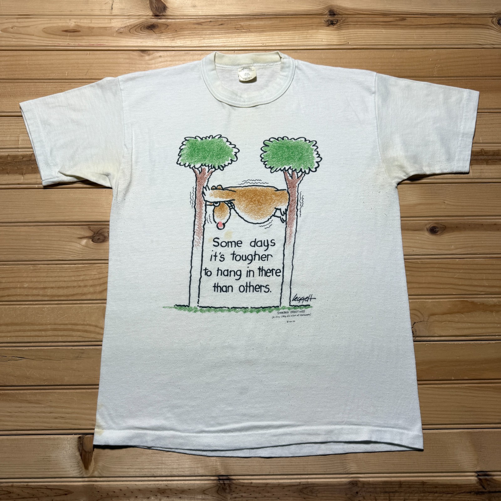 Vintage 90s Tougher to Hang in There Funny Sloth Cartoon Quotes Shirt USA Large gallery