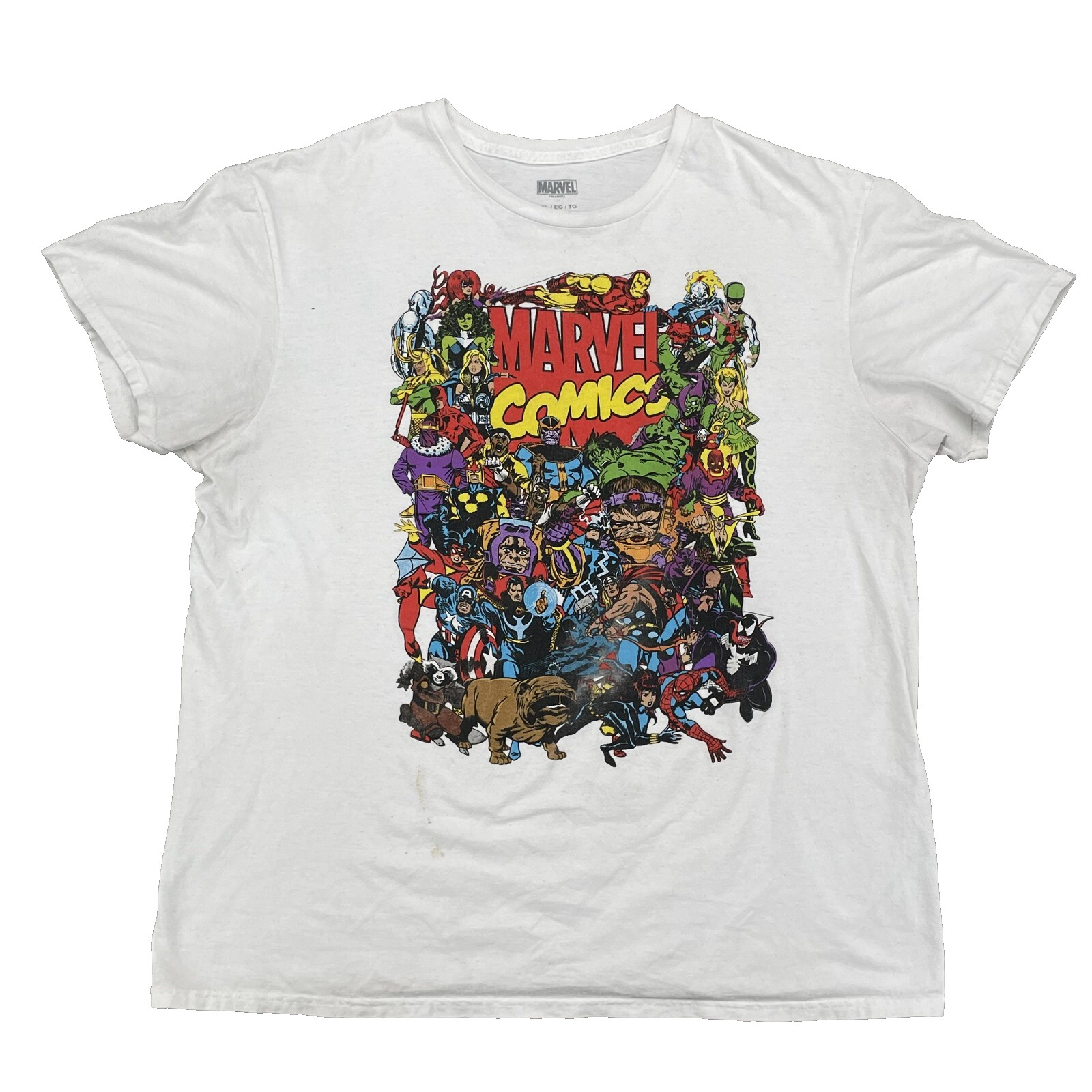 Marvel Hero T-Shirt Mens XL White Collage Comics Graphic Tee Academia Streetwear gallery