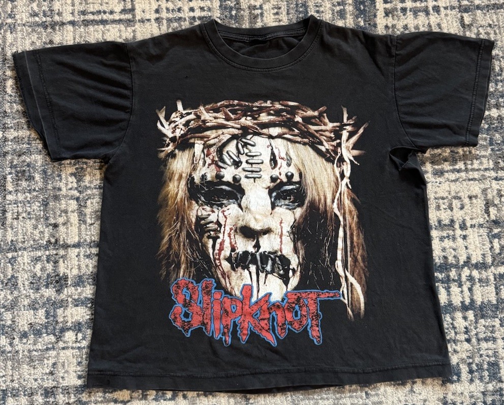 Vintage Early 2000s Slipknot Maggot Face Double Sided T Shirt Sz M Nu Metal Band