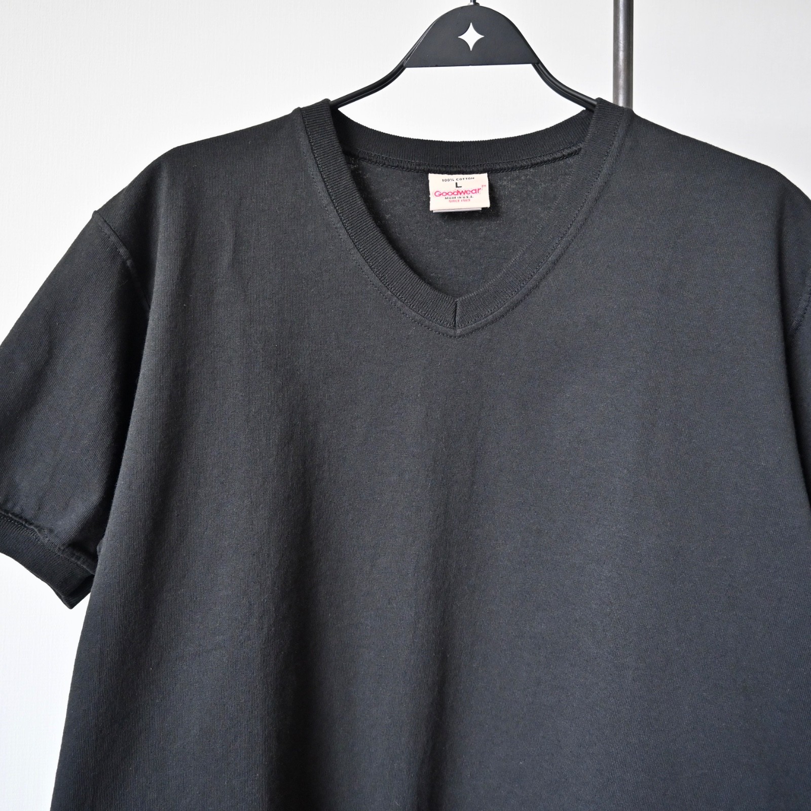 UNUSED, GOODWEAR CUFF AND HEM RIB heavyweight t-shirt made in USA, black, size L gallery