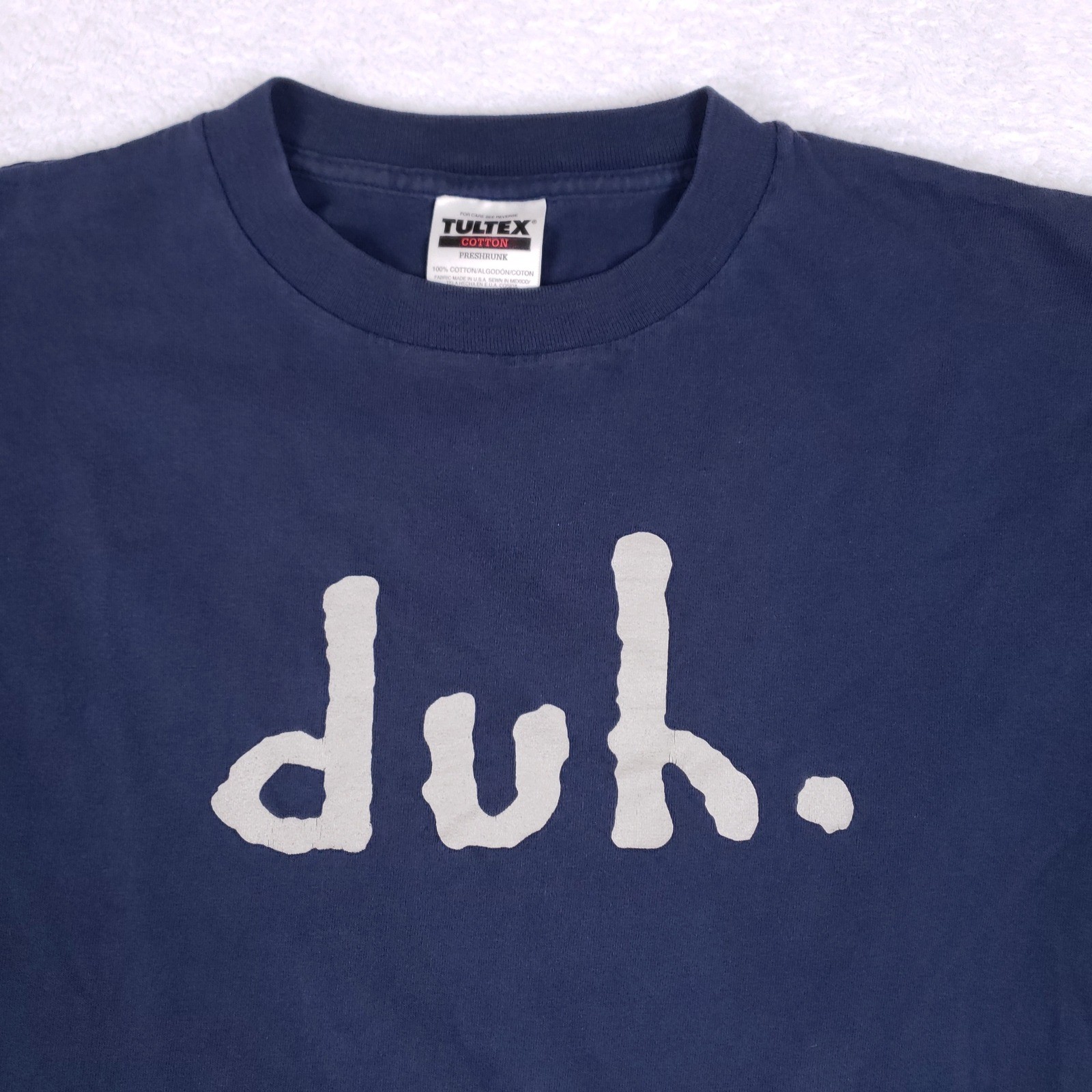 Vintage Tultex Duh Graphic T-Shirt Mens Large Navy Blue Cotton Short Sleeve Tee gallery