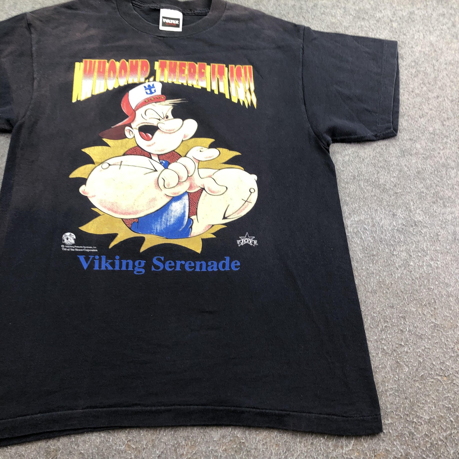 Vintage Popeye Shirt Mens Large Black Tultex Cruise 1993 90s Viking Serenade gallery