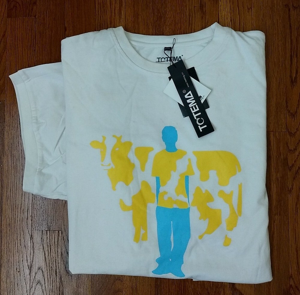 NWT RARE TEEBLOG TOTEMA Graphic Men Tee Shirt 3XL White Puzzle Pieces Blue Man