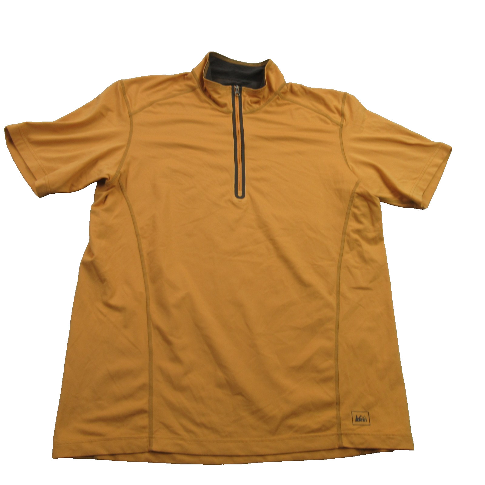 REI Shirt Mens Large Short Sleeve Crew Neck 1/4 Zip Lightweight Casual Yellow gallery