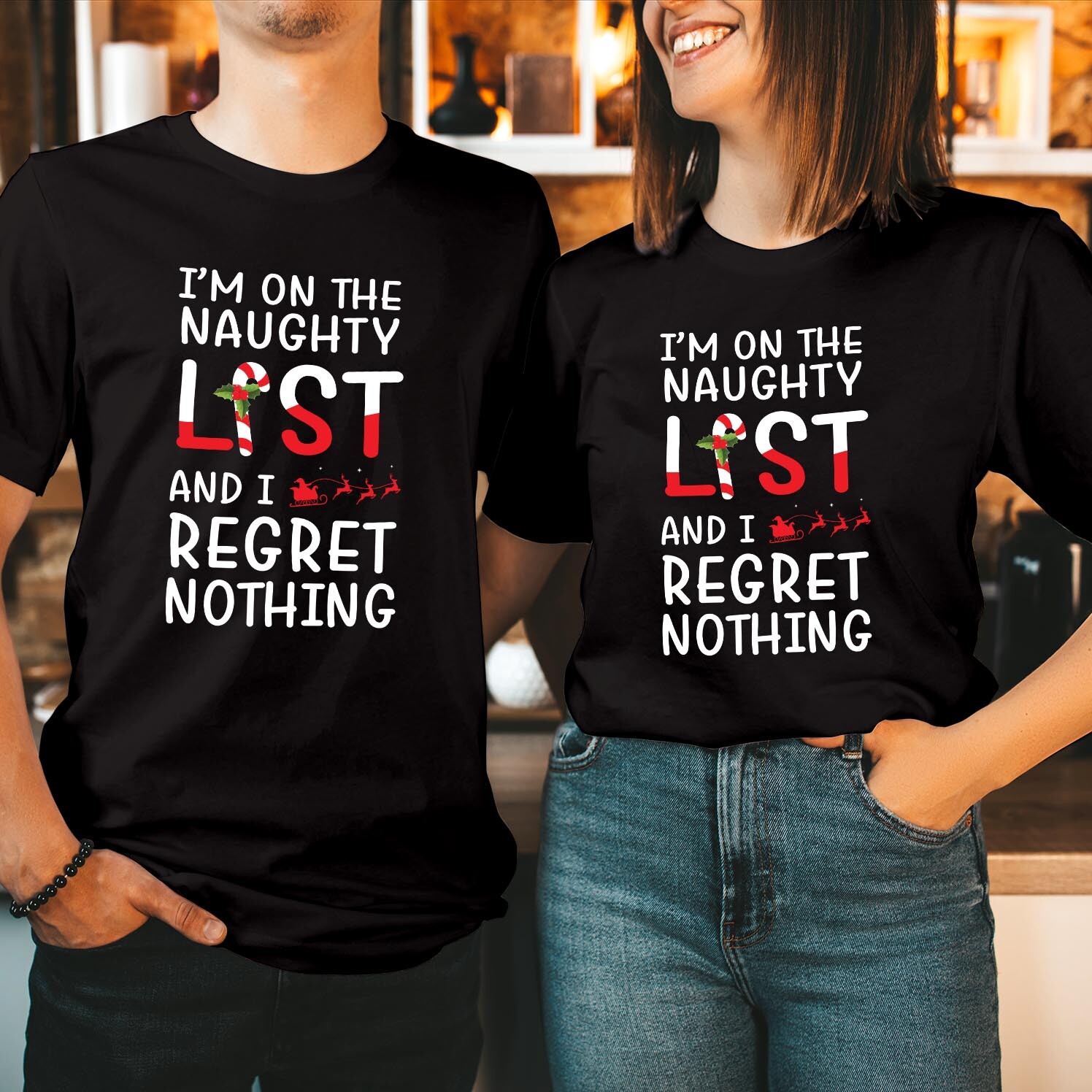 T-SHIRT (5112) I'm On The Naughty List I Regret Nothing Funny Christmas Tshirt gallery