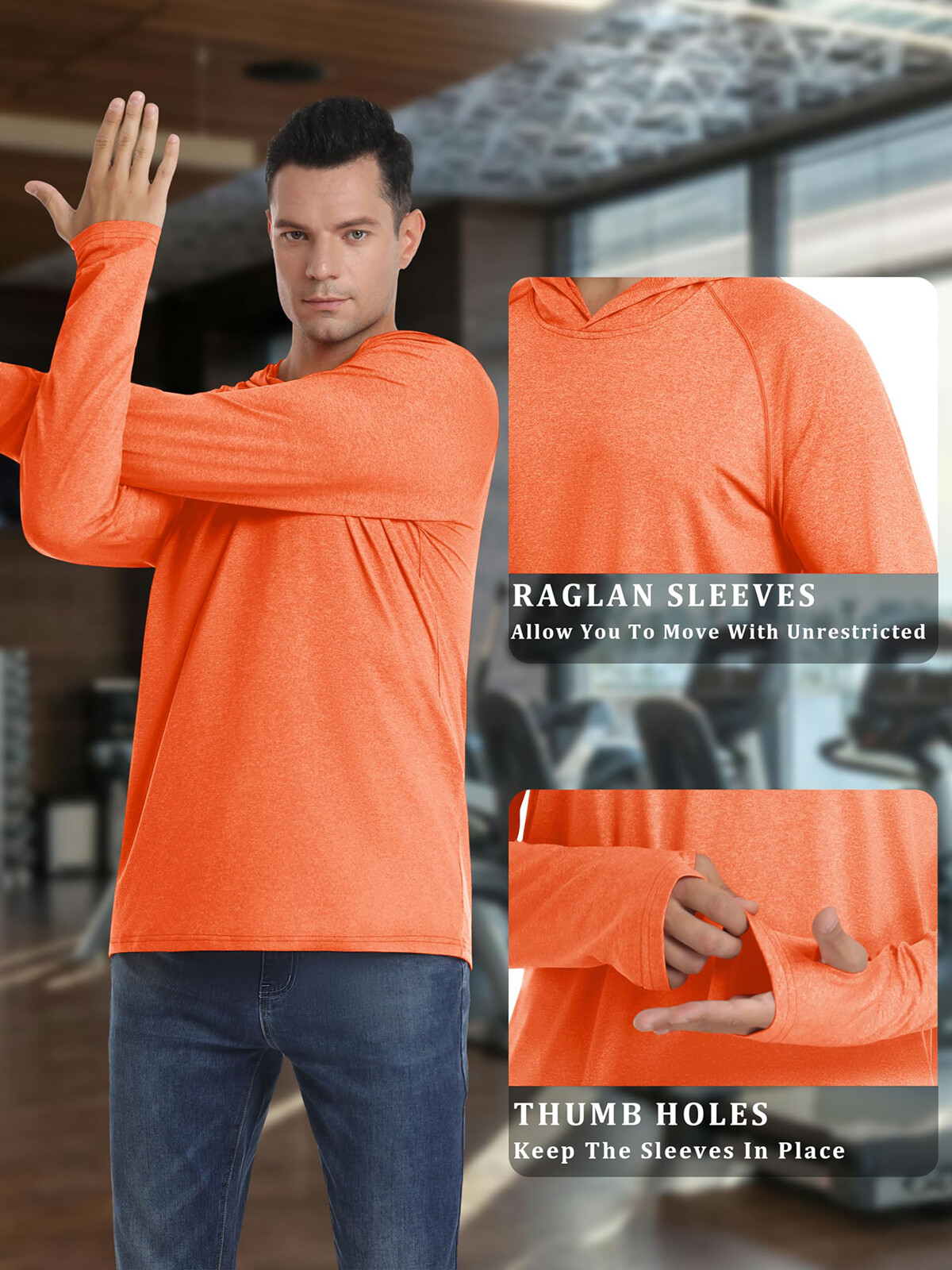 UPF 50+ Men's Sun Block Hoodie Long Sleeve UV Shirts Quick Dry Performance Tops gallery