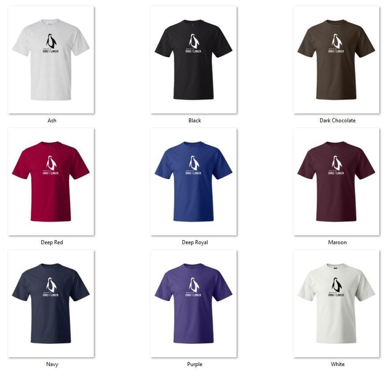 Powered by GNU LINUX Computer Geek Tshirts gallery