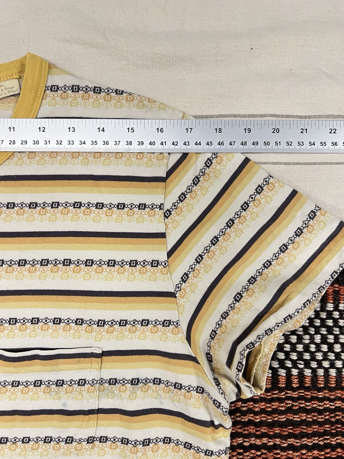 LVC T-Shirt L Levi's Vintage Clothing Casuals Yellow Ringer Fancy Stripe Rare gallery