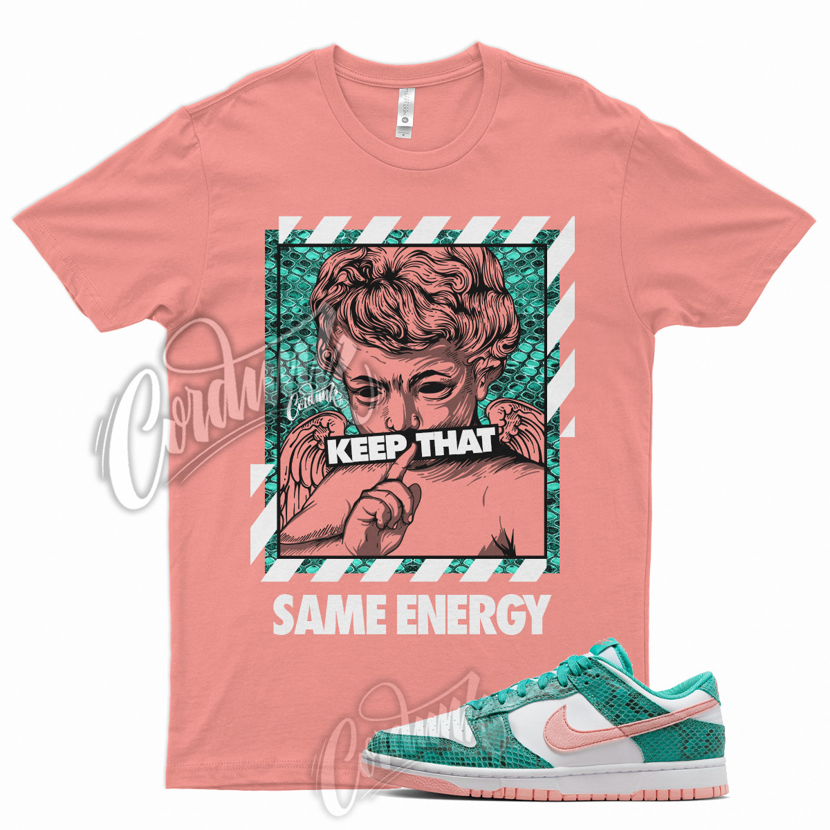 ENERGY T Shirt for Dunk Low Washed Teal and Bleached Coral Snakeskin Snake gallery