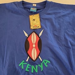 Vintage Kenya Embroidered Made In Kenya T Shirt Tee Africa Large NWT Cotton
