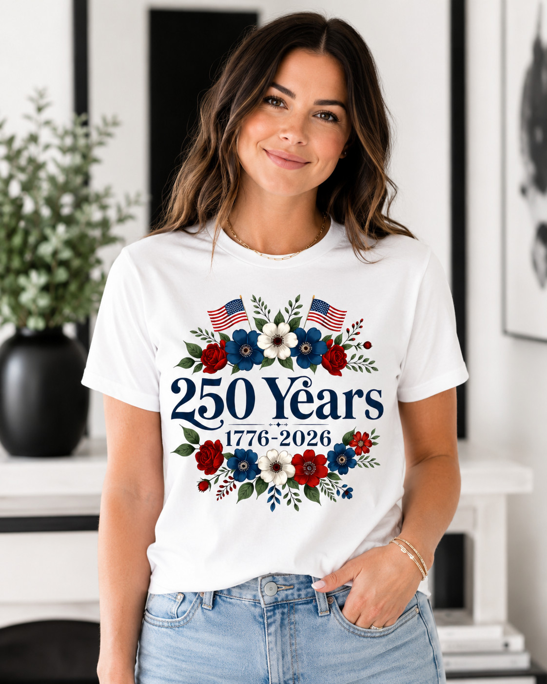 Comfort Colors Boho Floral American Flag Shirt 250th Anniversary 4thOf July Gift gallery