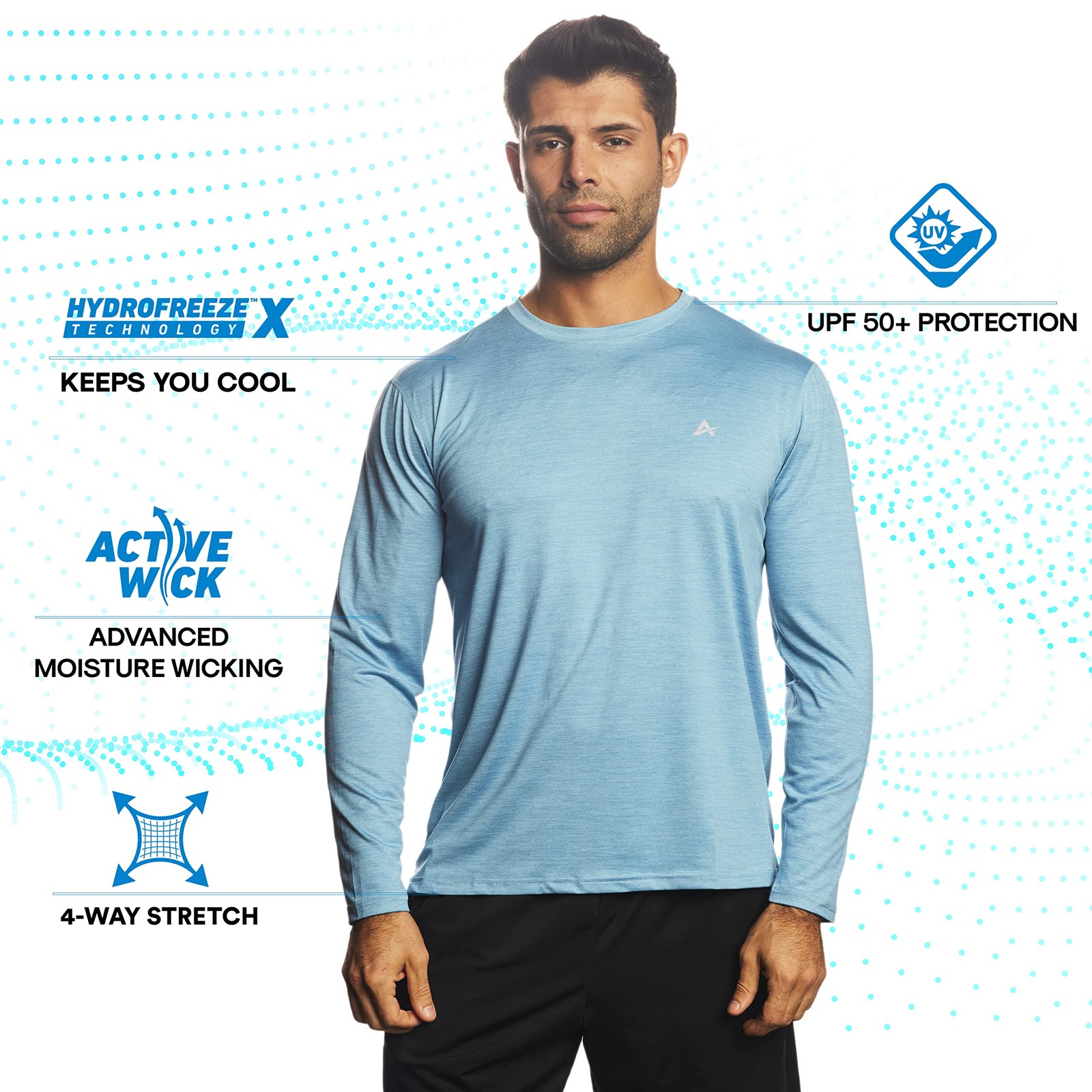 Men’s Crew Neck Instant Cooling Moisture Wicking Performance UPF 50+ Long Sle... gallery