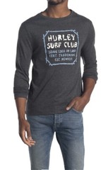 Hurley Takeout Framed Long Sleeve T-Shirt Crew Neck Black Premium CVC Jersey LS