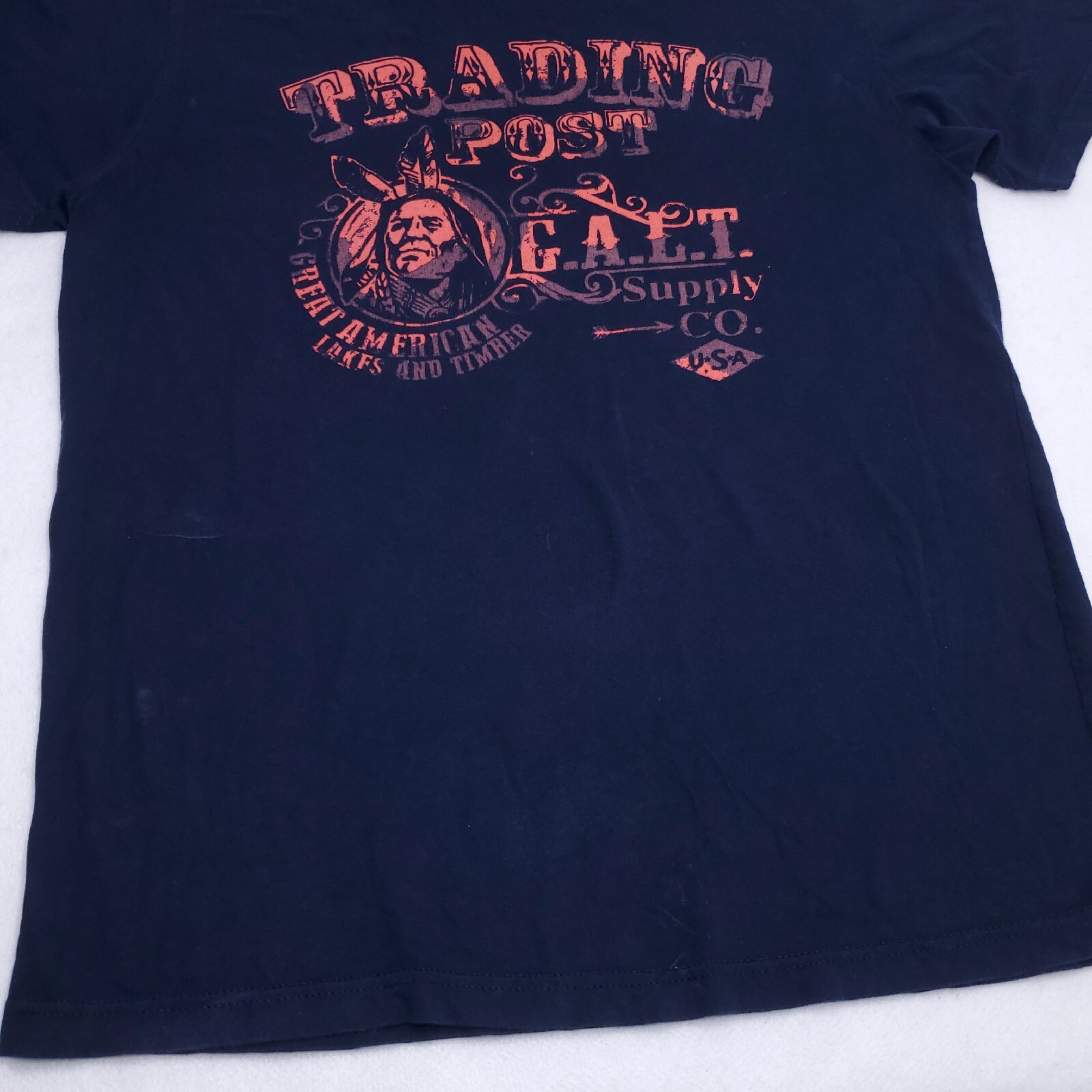 GALT Great American Trading Post Supply T-Shirt Adult Size M Navy Blue Native gallery