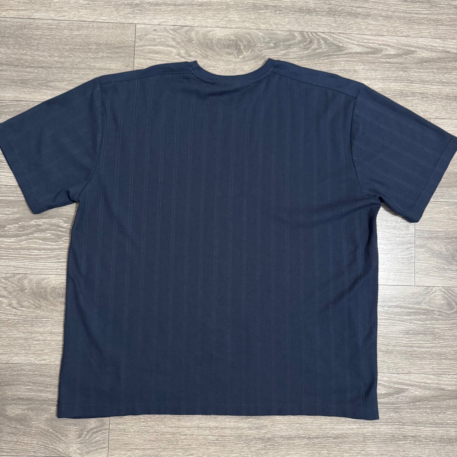 North Crest Mens XXL Navy Blue Vertical Ribbed Textured Short Sleeve T-Shirt gallery