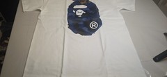 A Bathing Ape BAPE Men’s White Blue Camo Ape Head Logo Crew Neck T-Shirt L
