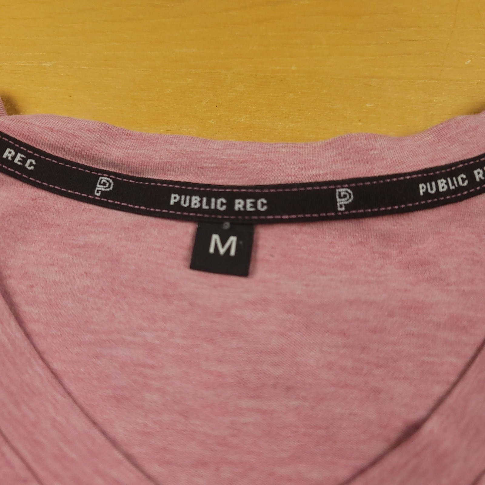 PUBLIC REC Mens V Neck T Shirt Short Sleeve Heathered Mauve Pink Pima Cotton M gallery