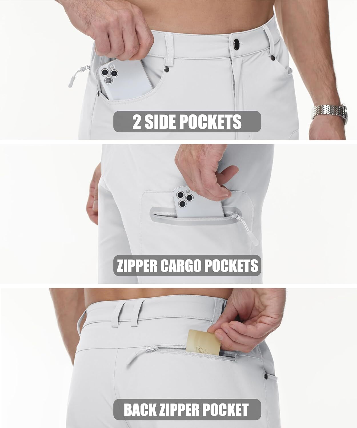 MAGCOMSEN Men's Hiking Shorts Lightweight Quick Dry Stretch Cargo 36, White gallery