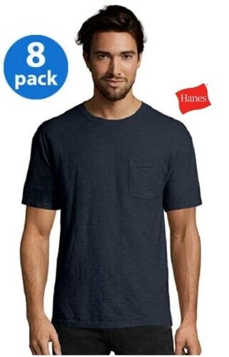 Hanes Men's FreshIQ® ComfortSoft® Dyed Assorted Colors Pocket T-Shirt 8-Pack gallery