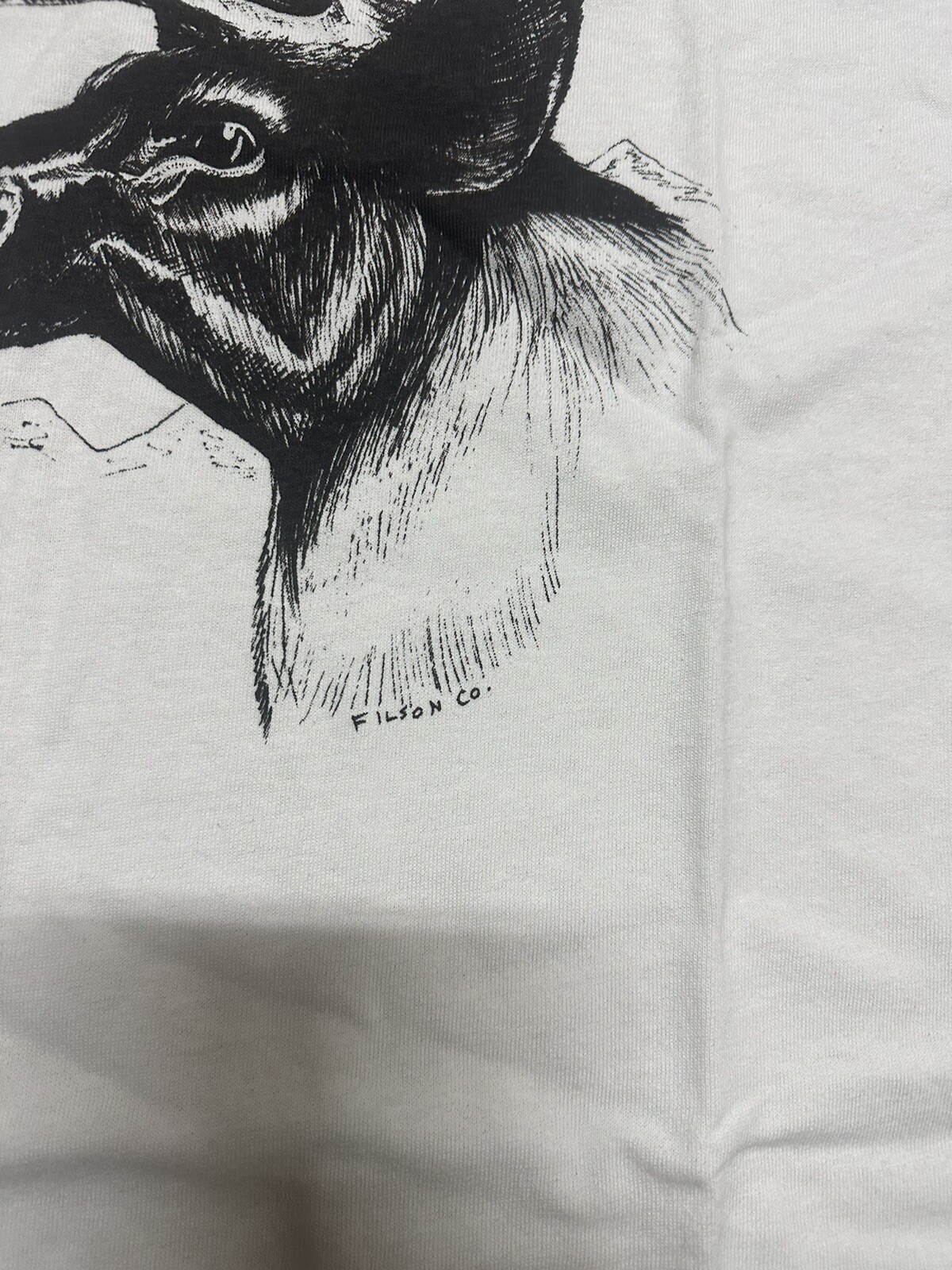 NWT Filson Caribou Short Sleeve T Shirt Pioneer Graphic White Black Made in USA gallery