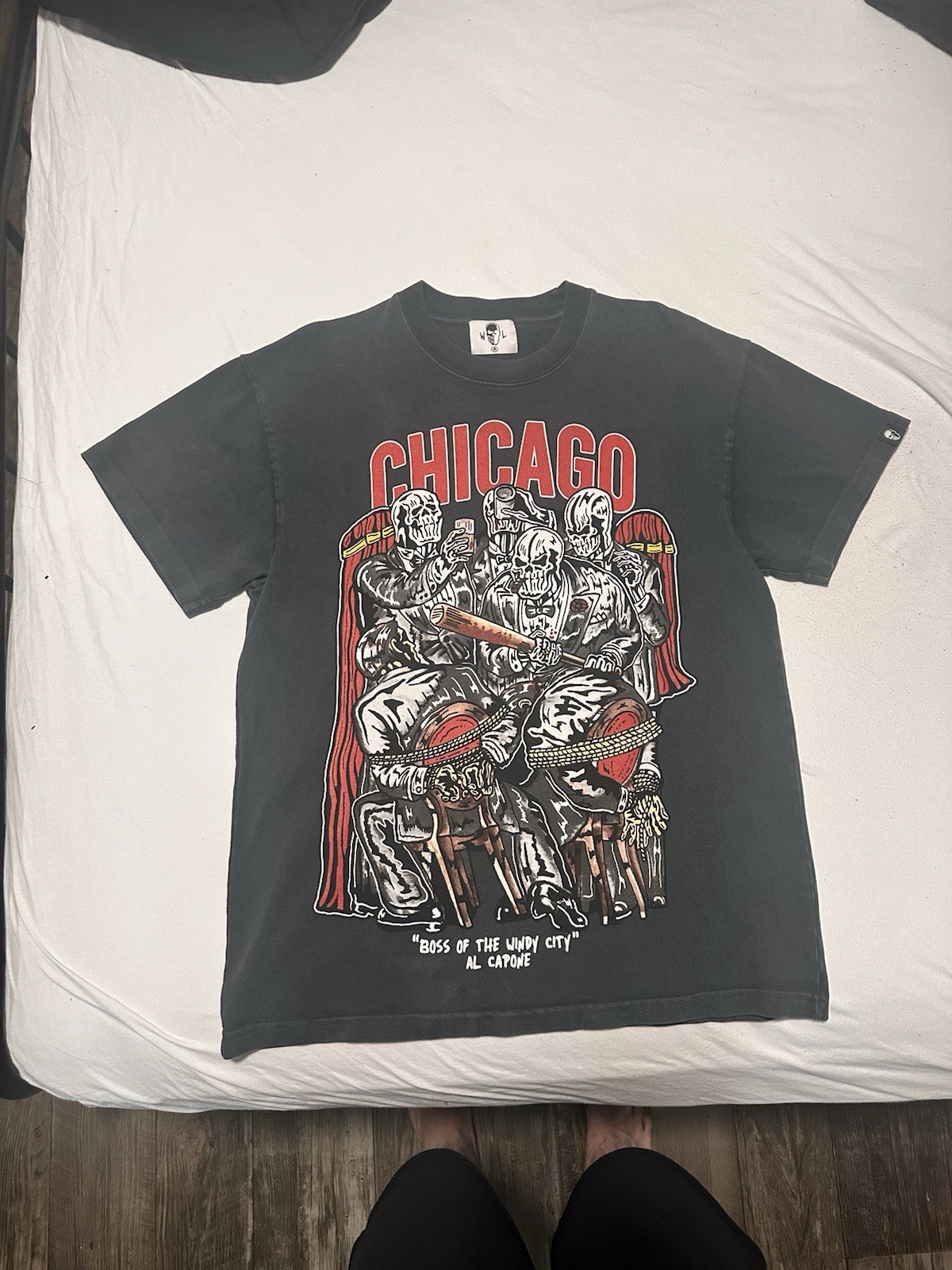 Warren Lotas Shirt Men M Black Boss Of The Windy City Al Capone Skeleton Graphic