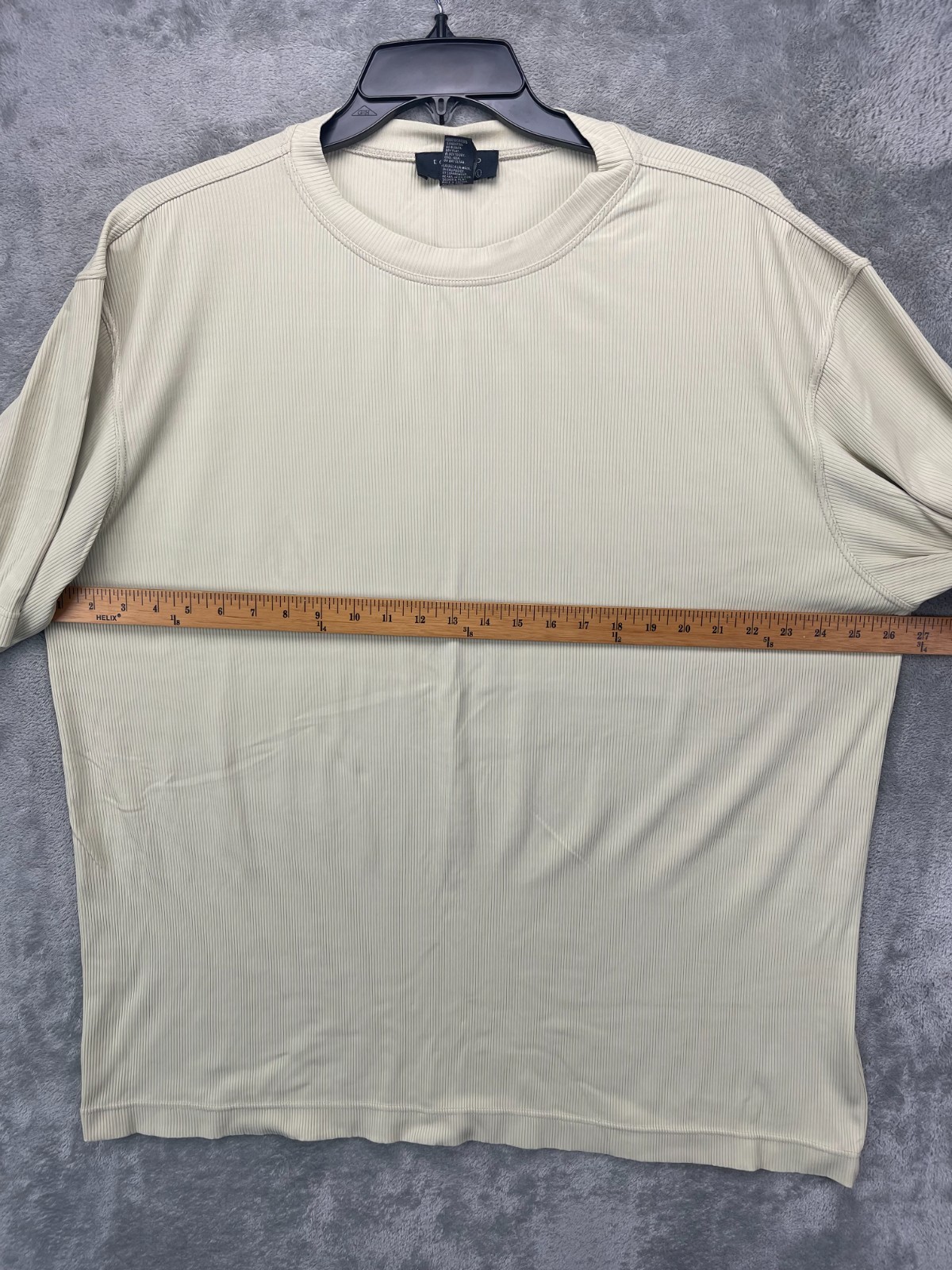 Toscano Mens Ribbed T-Shirt Large Beige Short Sleeve Pullover Crew Made in Italy gallery