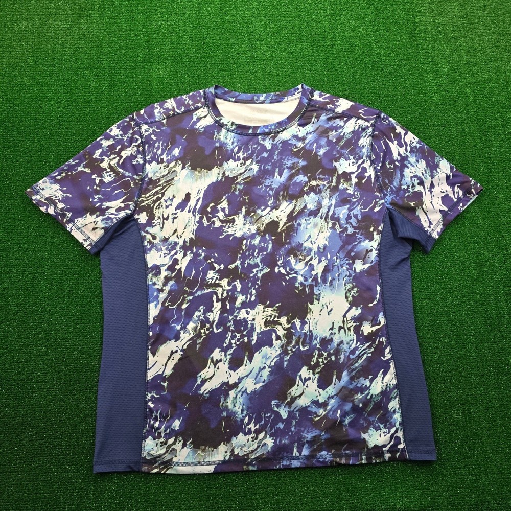 Silver Bait Tshirt Mens Large Blue Fishing Performance UPF 50+ Outdoors Casual
