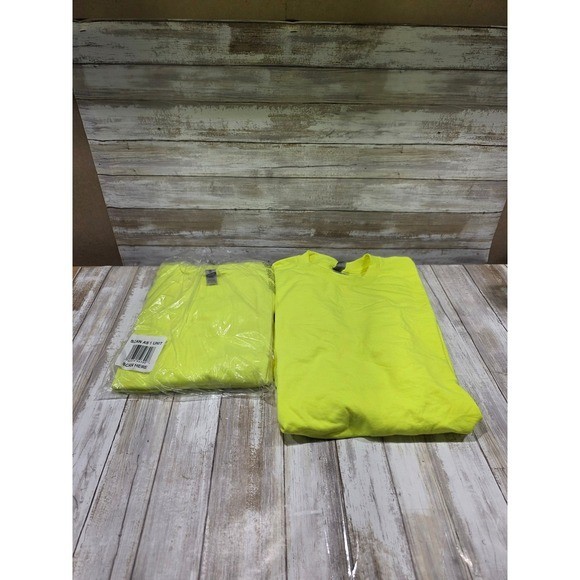 3- Gildan Mens DryBlend Long Sleeve T Shirt Safety Yellow 2XL High Vis