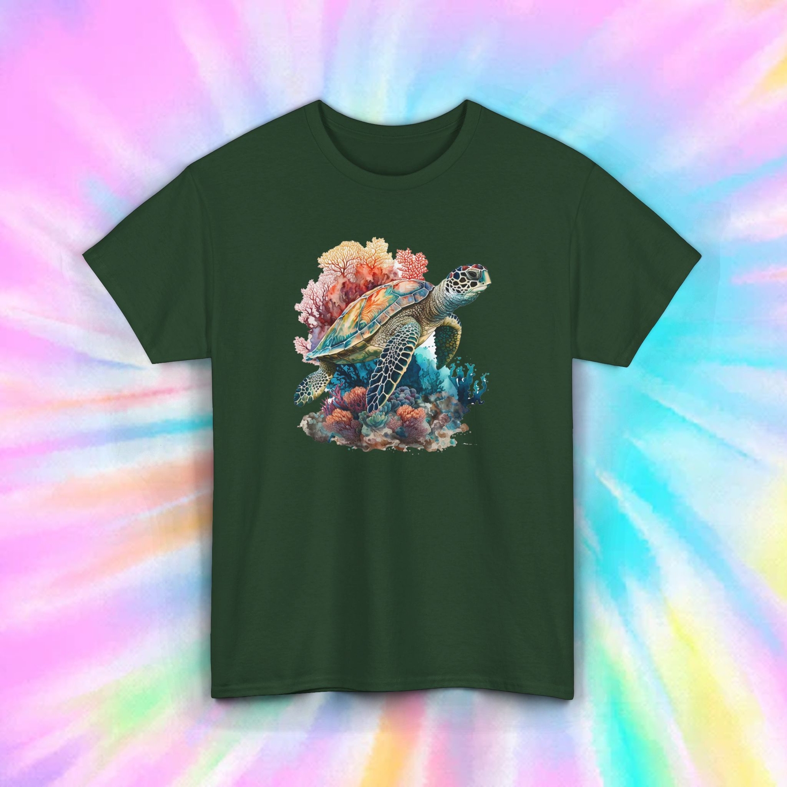 Sea Turtle Coral Reef Shirt | Ocean Marine Life Graphic Tee | Turtle Lover Gift