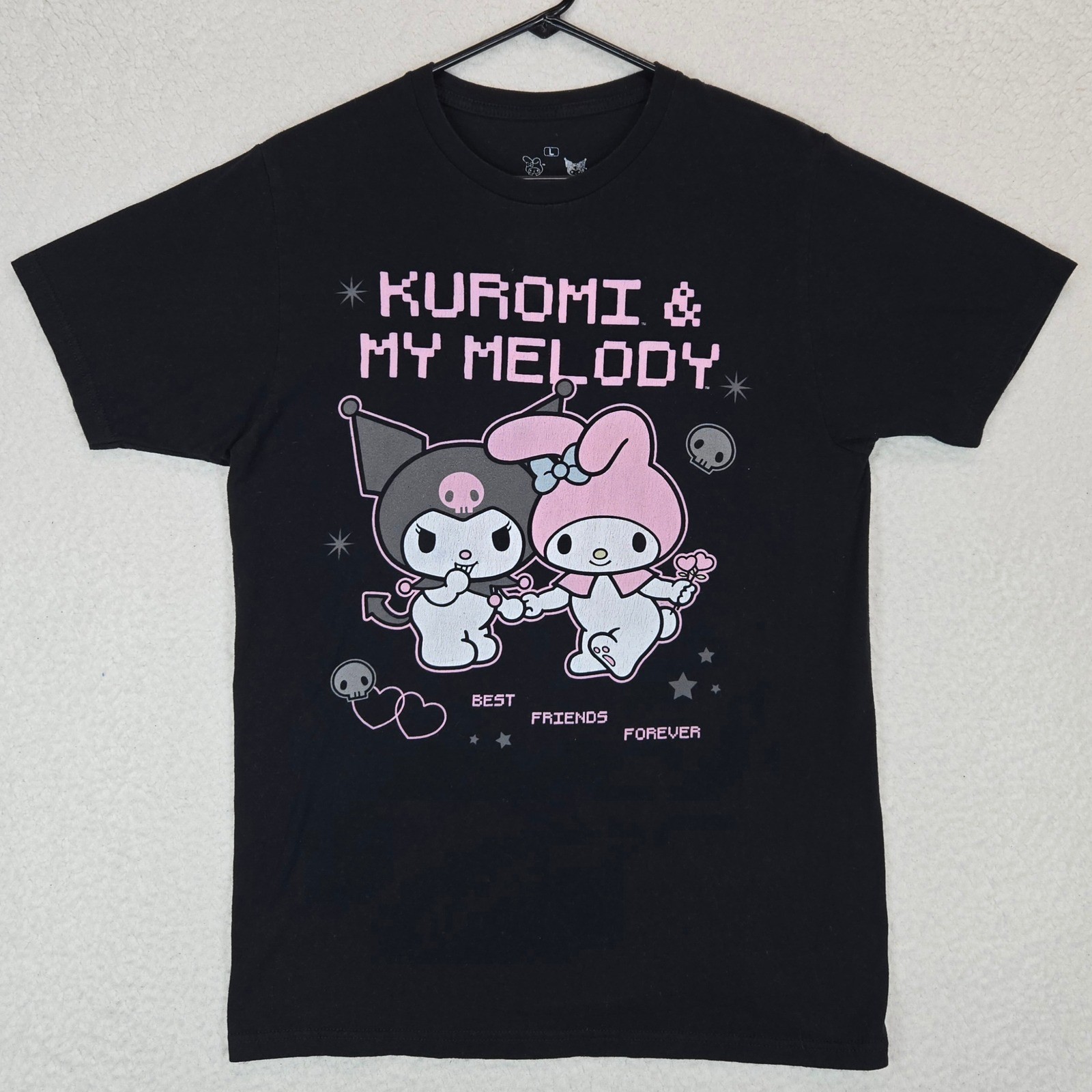 Sanrio Kuromi My Melody T-Shirt L Black Pastel Goth Kawaii Ripple Junction Tee gallery