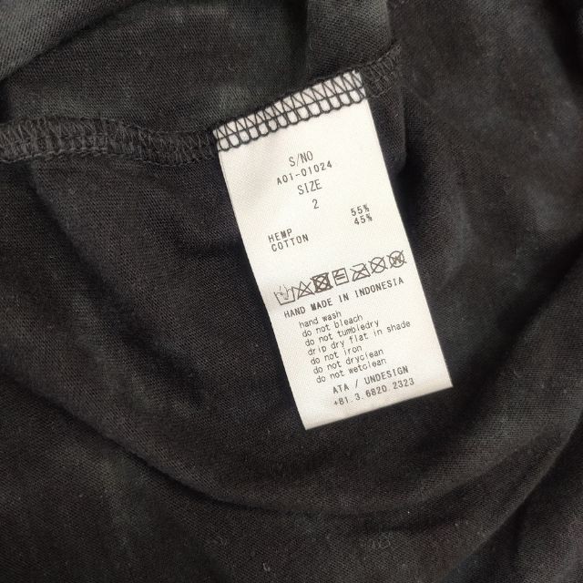 ATA HEMP ORGANIC COTTON U NECK NEP TEE A01-01024 T-shirt Tops black 6-0601S∞ gallery
