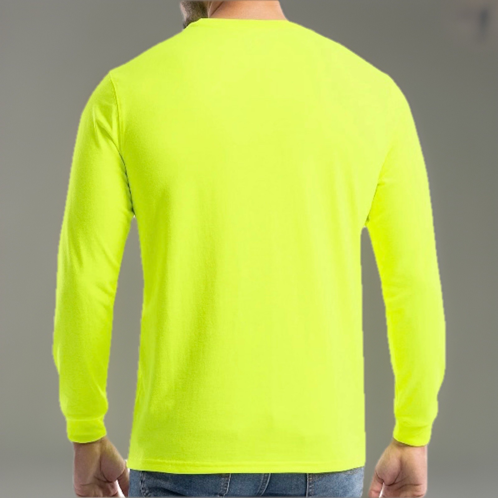 NEW Wrangler Workwear Men's Hi-Vis Yellow Long Sleeve Pocket T-Shirt Size XL gallery