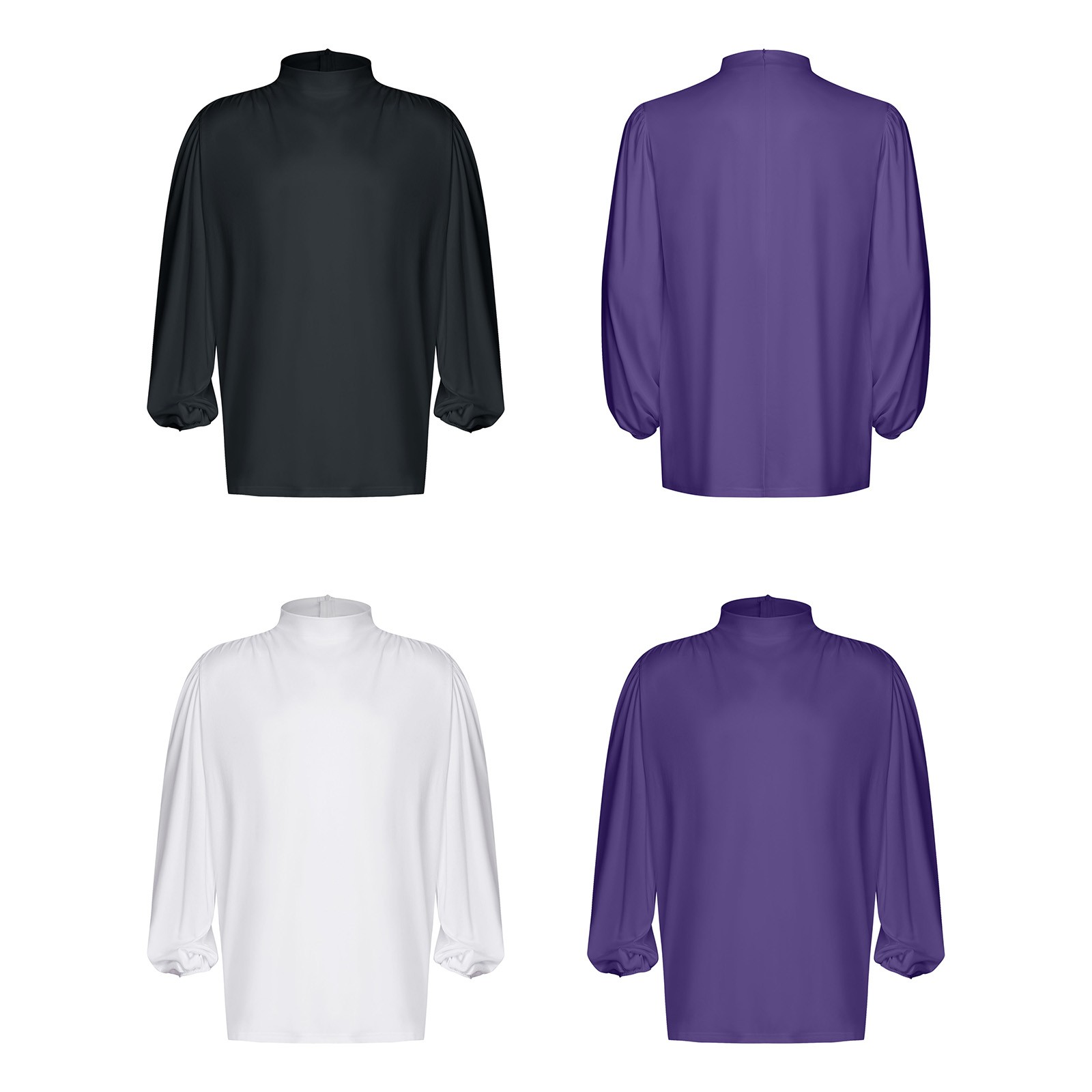 Mens Tops Tunic Blouse Dancewear Shirt Modern Worship Stand Collar Solid Color gallery