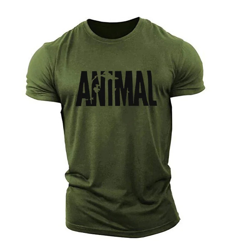 Men Muscle Gym T-Shirts Short Sleeve Workout Athletic Bodybuilding Animal Tee gallery