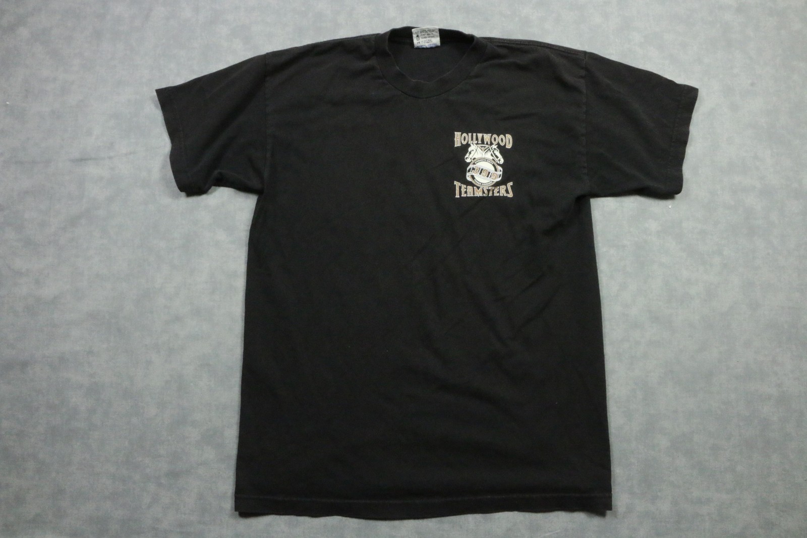 Bayside Hollywood Teamsters Shirt Mens Large Black Grinding Trucker Graphic Tee gallery