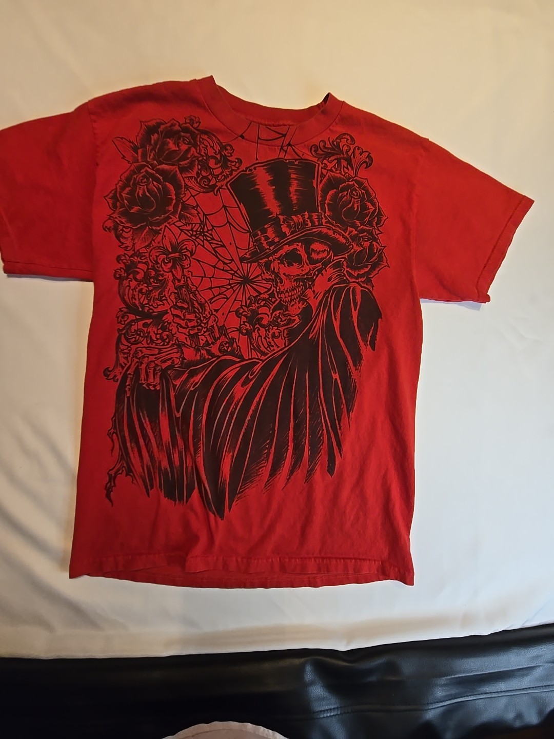 VTG Gothic Y2K Tattoo Joker Skeleton Band Tee M/L Emo Jesse Pinkman Style RARE gallery