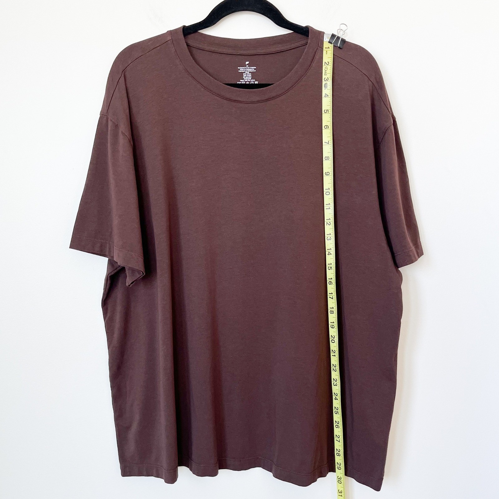 Fabletics Short Sleeve T-Shirt Mens 2X Chocolate Brown Cotton Modal Stretch gallery