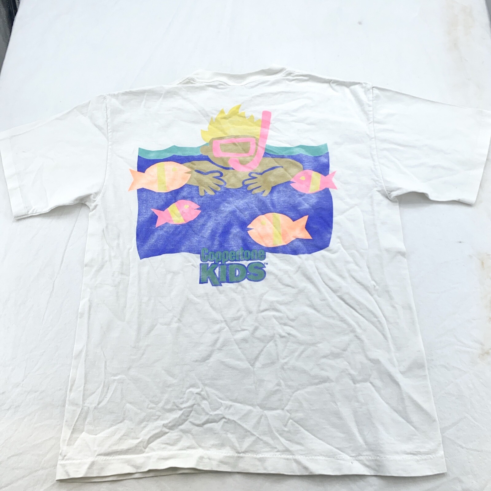 vintage 90s COPPERTONE KIDS SUNSCREEN T-Shirt MEDIUM/LARGE beach scuba fish soft gallery