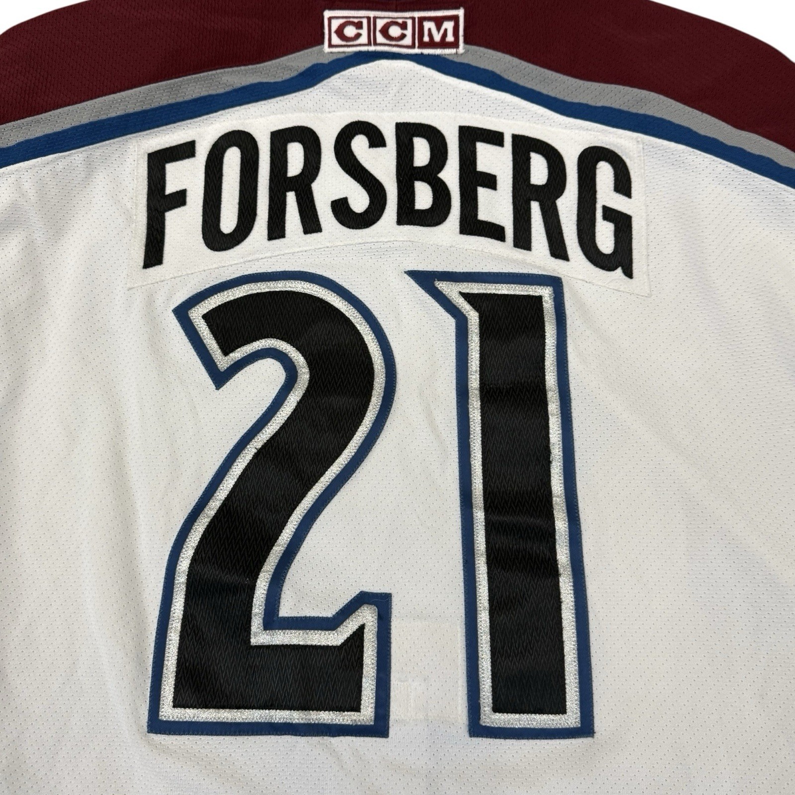 Vintage Colorado Avalanche Peter Foresberg Jersey NHL Hockey Fight Strap Sz 56 gallery