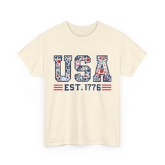 Floral Pattern Patriotic USA Shirt – 4th of July Graphic Tee Women Vintage