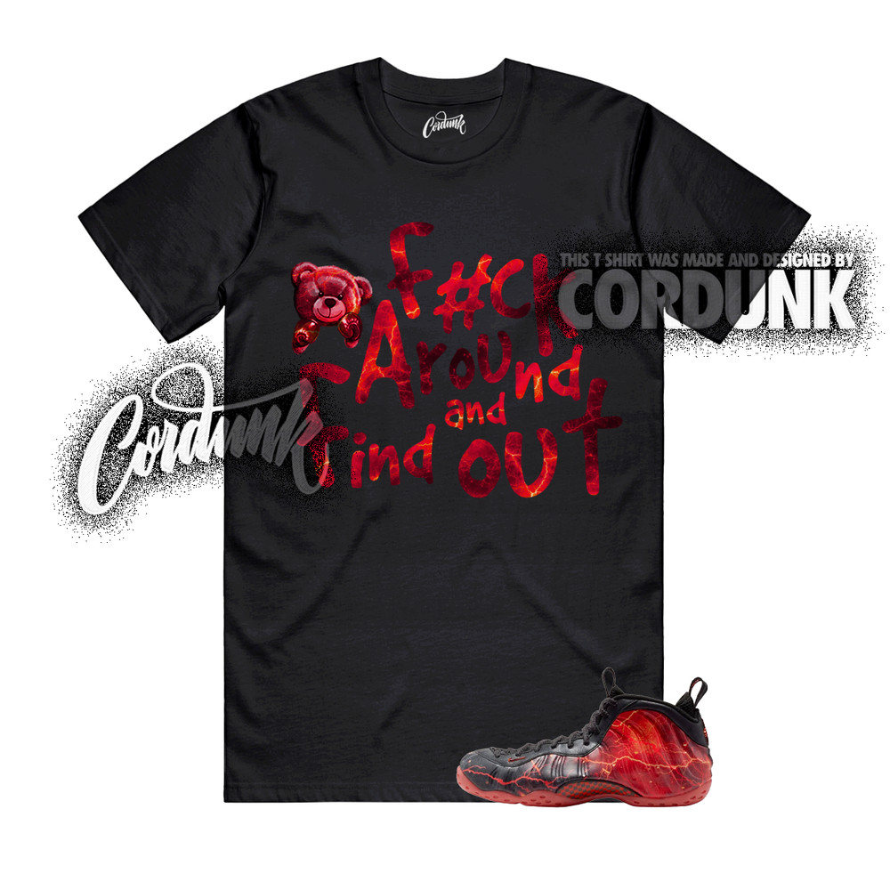 Foamposite One Stranger Black Bright Crimson Stormy Air T Shirt Match FCK