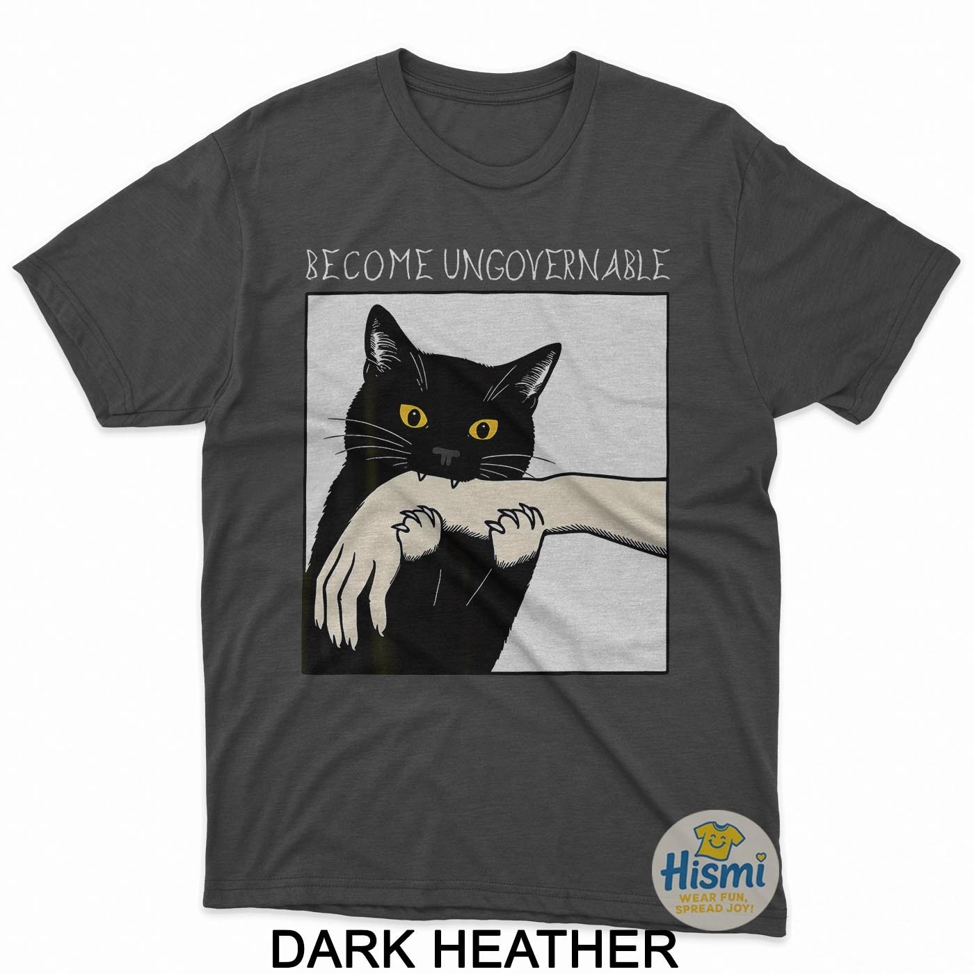 Become Ungovernable - Black Cat Biting Hand Funny Meme T-Shirt gallery