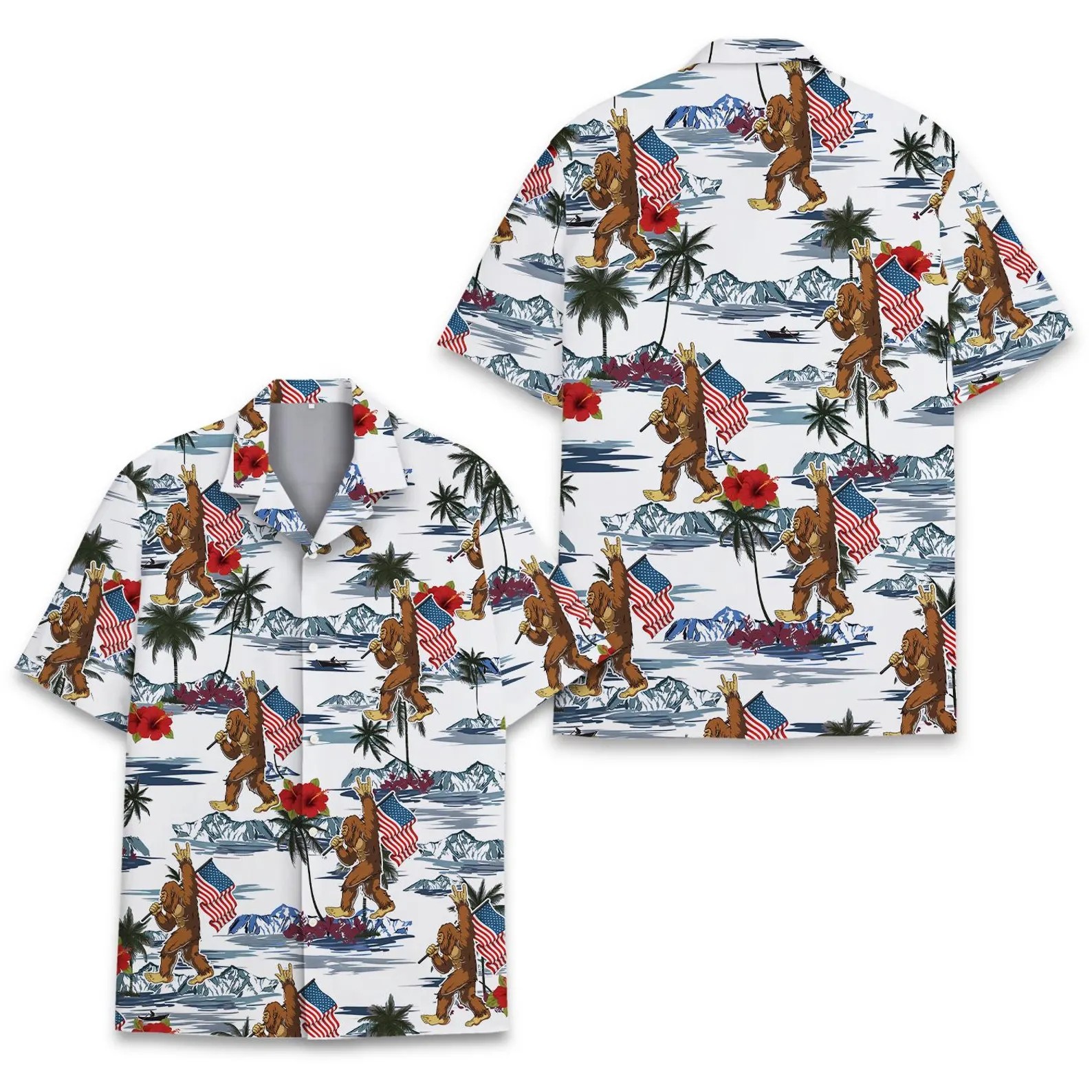 Bigfoot American Flag Hawaiian Shirt gallery